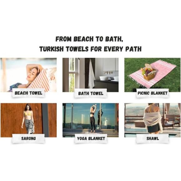 Turkish Bath Towels 100% Cotton Beach Towel Oversized Quick Dry - Picture 3 of 7